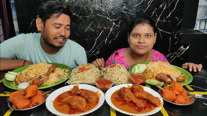 funny eating challenge chicken chap chicken lolipop biriyani